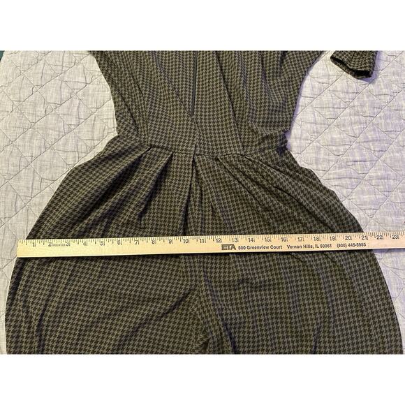 Ann Taylor Vintage Houndstooth Mock Neck Jumpsuit Small Retro 90s Stretch Knit - Picture 7 of 13